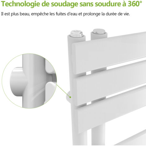 Sèche-Serviette Mural Aquamarin 1800x600 Mm Latérale - Radiateur Acier Blanc Salle De Bain