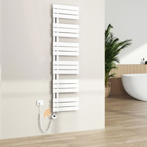 S'AFIELINA Sèche-Serviettes Électrique Radiateur à panneau plat Radiateur sèche-sûrviettes avec Tige chauffante avec thermostat, à commande électrique, Blanc,159.9x40 cm 800Watts