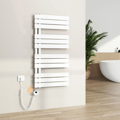 S'AFIELINA Sèche-Serviettes Électrique Radiateur à panneau plat Radiateur sèche-sûrviettes avec Tige chauffante avec thermostat, à commande électrique, Blanc,104.1x50 cm 600Watts