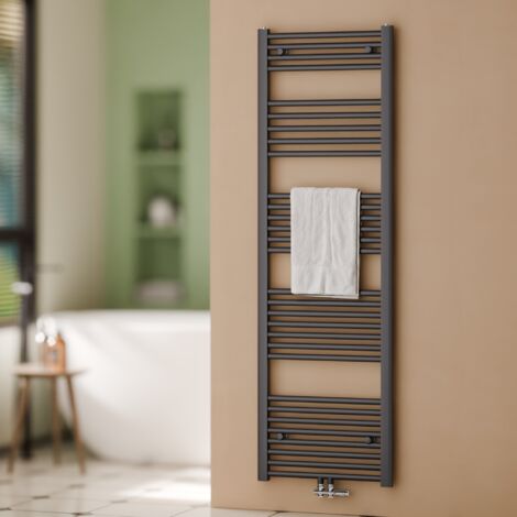S'Afielina – Sèche-serviette eau chaude 160x50 cm – Raccordement central – Puissance 654W – Anthracite – Acier robuste avec finition anti-corrosion - 654Watts