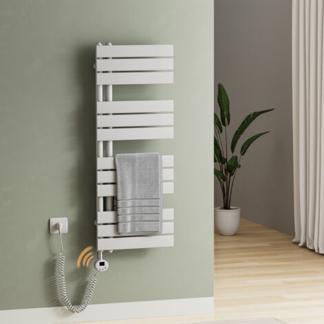 S’AFIELINA Radiateur Sèche-serviettes Electrique avec thermostat programmable, chauffe-serviettes électrique avec contrôle de la température, Blanc 104.1x40 cm 400Watts