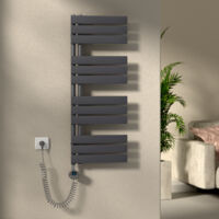 S'Afielina – Sèche-serviette électrique 400W – Panneau plat anthracite 104.1x40 cm – Thermostat électronique – Installation facile – Acier haute conductivité - 400Watts