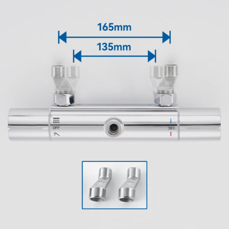 Sistema doccia con termostato, Auralum Colonna Doccia Termostatico con Miscelatore, soffione e doccetta Altezza regolabile dopo l'installazione 84-121 cm, Chrom
