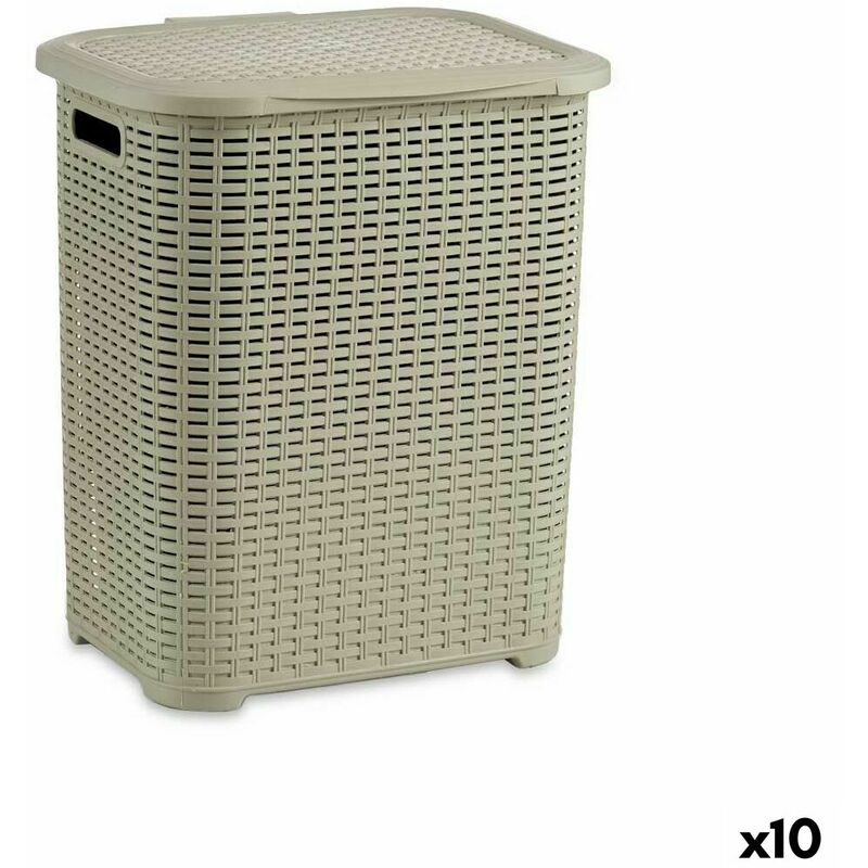 Cesta Rattan para la Colada Rectangular estilo Mimbre, Pongo todo de  Plástico, Cesta para ropa, Capacidad de 35 Litros