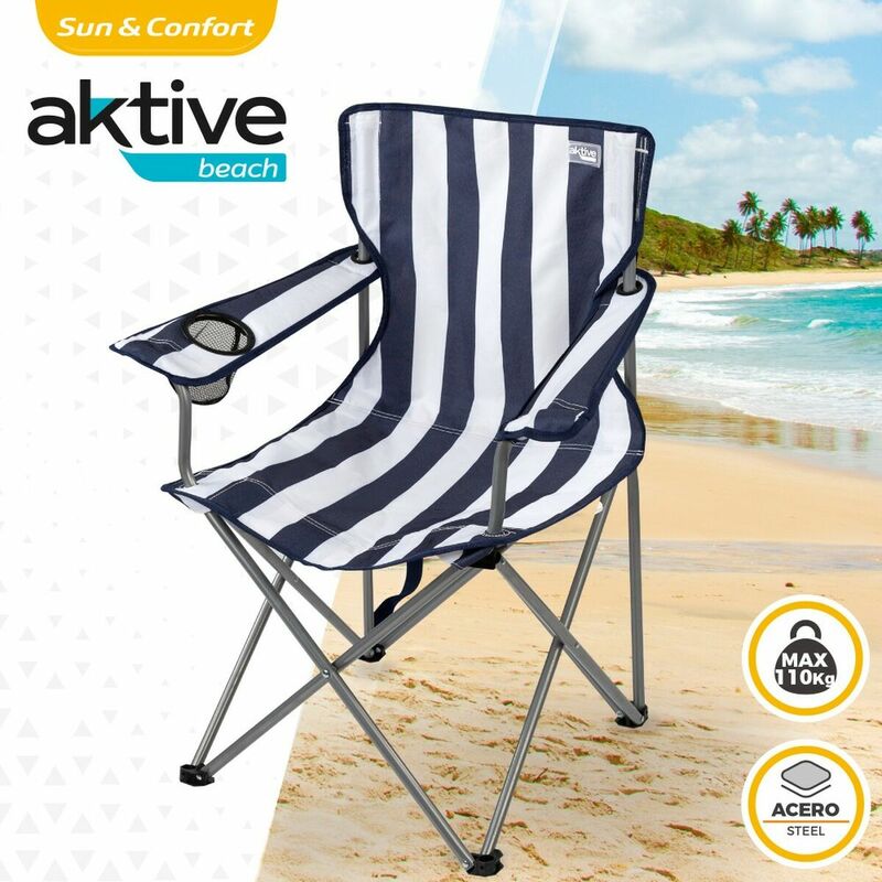 Silla De Playa Plegable Aktive, Reclinable Y Ligera, Peso Máx