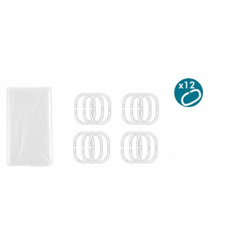 Cortina de Ducha Transparente 180 x 180 cm Gris Plástico PEVA (12 Unidades)  