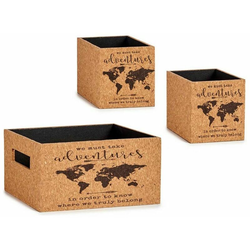 Buy 2 cajas tipo maletas de corcho y MDF, rectangular, varios diseños -  Barjas Mapamundi with crypto