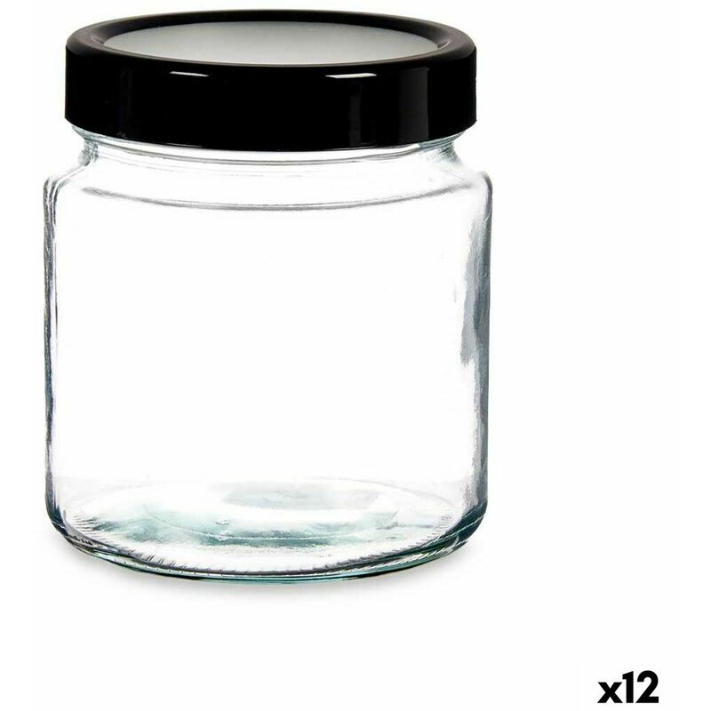 Bote Negro Transparente Vidrio (1 L) (12 Unidades)