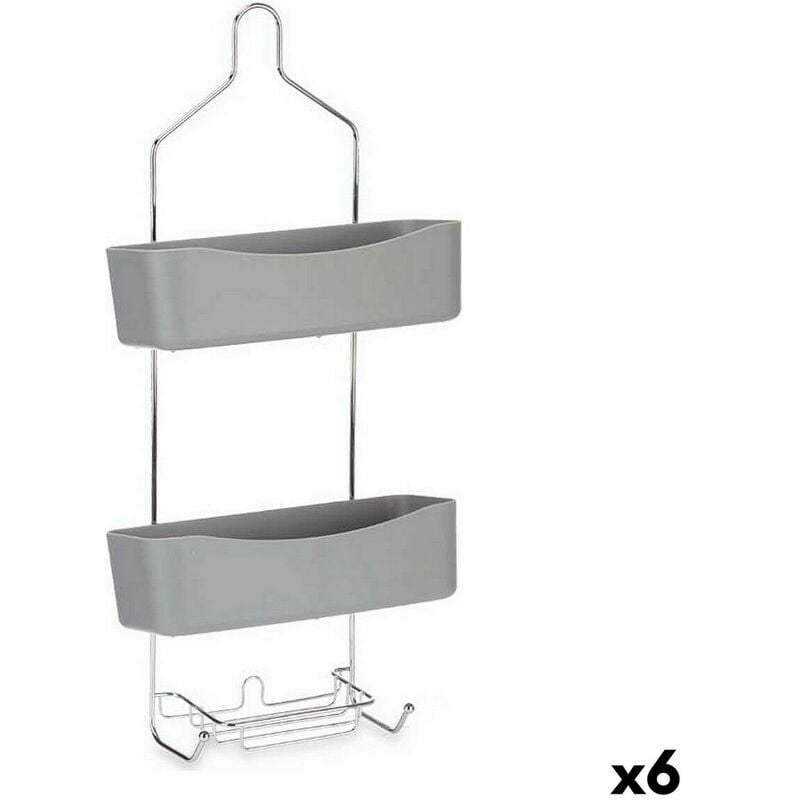 Colgador para la Ducha 28 x 60 x 14 cm Metal Blanco Plástico (6 Unidades)