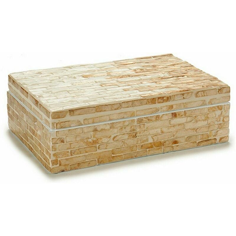 Caja Decorativa Blanco Beige Nácar Aglomerado 15 x 7,2 x 25,2 cm (4  Unidades) 