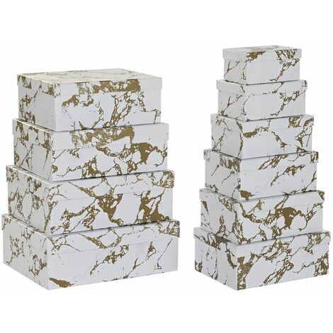 Set de Cajas Organizadoras Apilables DKD Home Decor Natural Blanco