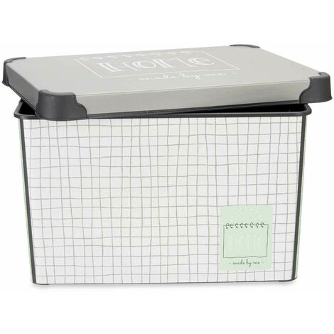 Caja de Almacenaje con Tapa Verde Plástico 19 L 28 x 22 x 39 cm (12  Unidades) 