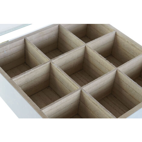 Caja para Infusiones DKD Home Decor Cristal Metal MDF (24 x 24 x 7 cm) (3  Unidades)