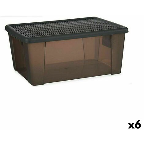 Caja de Almacenaje con Tapa Gris Plástico 19 L 28 x 22 x 39 cm (12