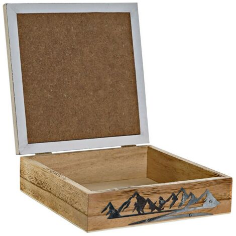 Caja para Infusiones DKD Home Decor Cristal Metal MDF (24 x 24 x 6,5 cm) (2  Unidades)