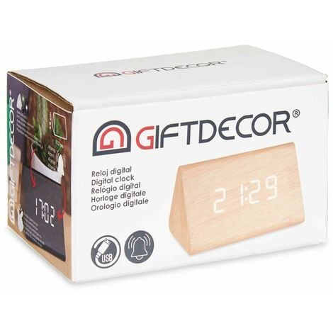 Reloj Digital de Sobremesa Marrón PVC Madera MDF (11,7 x 7,5 x 8 cm)