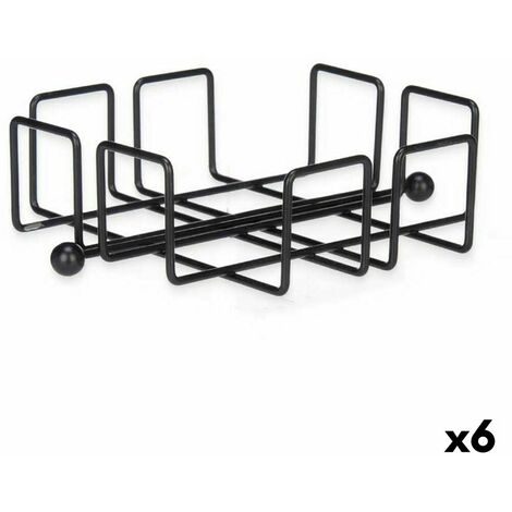 Servilletero Negro Metal 19,3 x 6,5 x 19,3 cm (6 Unidades)