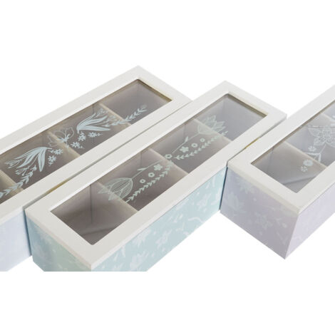 Caja para Infusiones DKD Home Decor Cristal Metal MDF (24 x 24 x 6,5 cm) (2  Unidades)