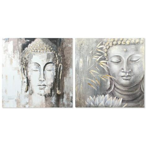 Cuadro cara de Buda al óleo sobre lienzo tonos azul y marrón