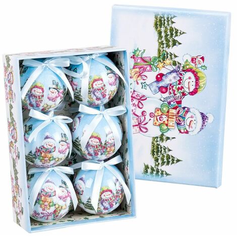 Bolas de Navidad Multicolor Polyfoam Muñeco de Nieve 7,5 x 7,5 x 7,5 cm (6 Unidades)