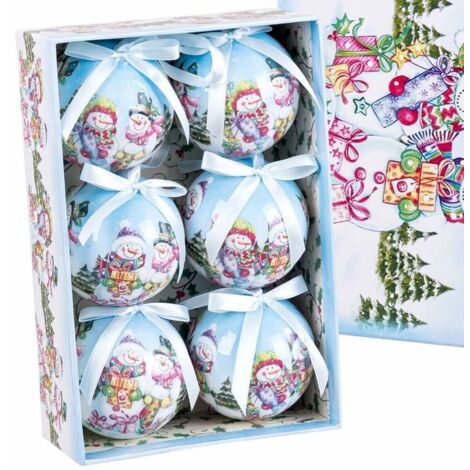 Bolas de Navidad Multicolor Polyfoam Muñeco de Nieve 7,5 x 7,5 x 7,5 cm (6 Unidades)