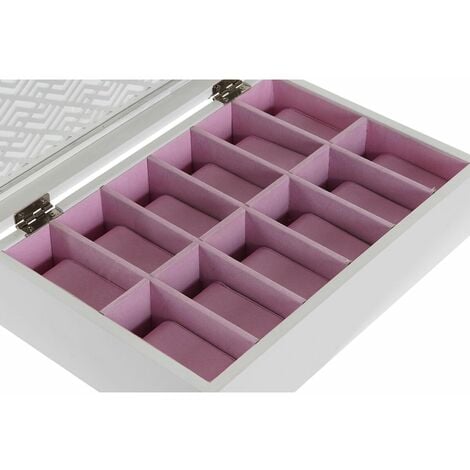 Caja para Infusiones DKD Home Decor 30 x 9 x 8 cm Cristal Azul Rosa 3  Piezas Madera MDF