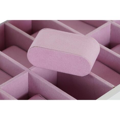 Caja para Infusiones DKD Home Decor 30 x 9 x 8 cm Cristal Azul Rosa 3  Piezas Madera MDF