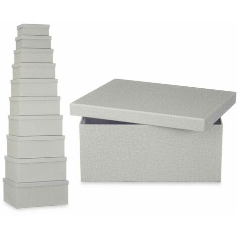 Cajas de madera de almacenamiento set de 4 piezas grises URBAN
