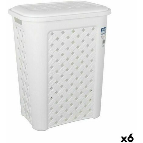 Cesto Para Ropa Sucia MALAGA Con Tapa Y Asiento – Metal Blanco, Ventilado Y Estable – De La Marca Kela