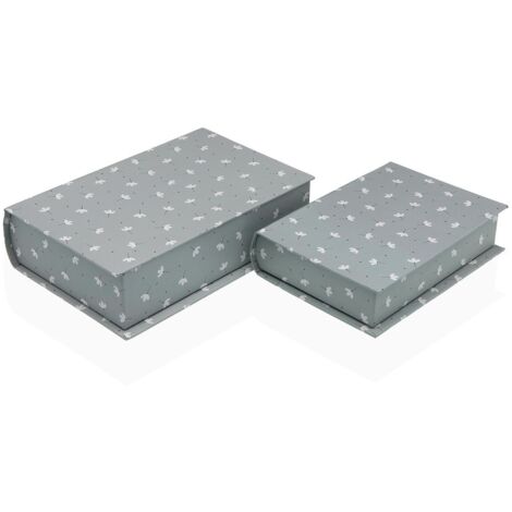Scatola Decorativa Versa Libro Fiori Tela Legno Mdf 7 X 27 X 18 Cm