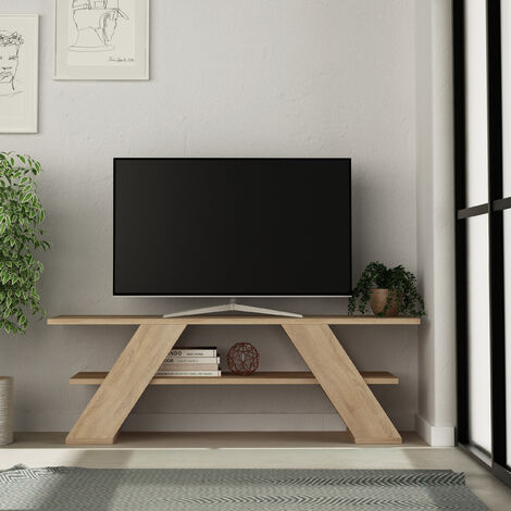 Decortie Farfalla Moderner TV-Ständer Multimedia-Center TV-Möbel Eiche mit Einlegeböden 120cm