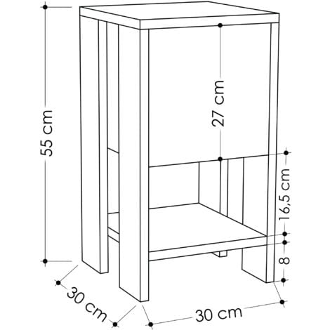 Decortie Ema Moderner Nachttisch 30cm Breite Schlafzimmermöbel - Mokkagrau