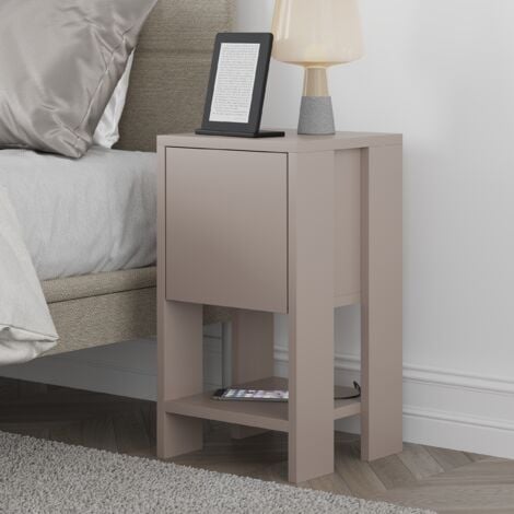 Decortie Ema Moderner Nachttisch 30cm Breite Schlafzimmermöbel - Mokkagrau