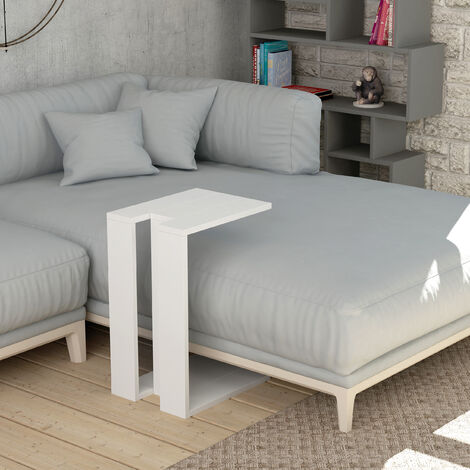 Decortie Muju Moderner C-Tisch Weiß Mehrzweck H 57cm