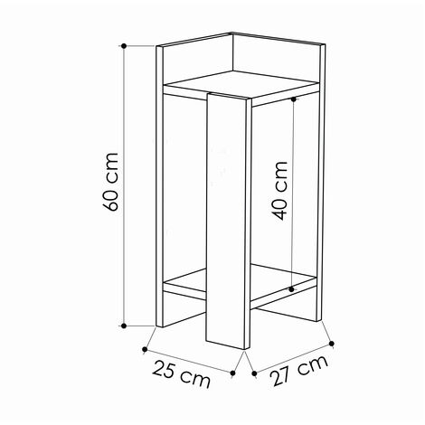 Decortie Elos Modern Nachttisch Linkes Modul Mokka Grau 25cm Schmal