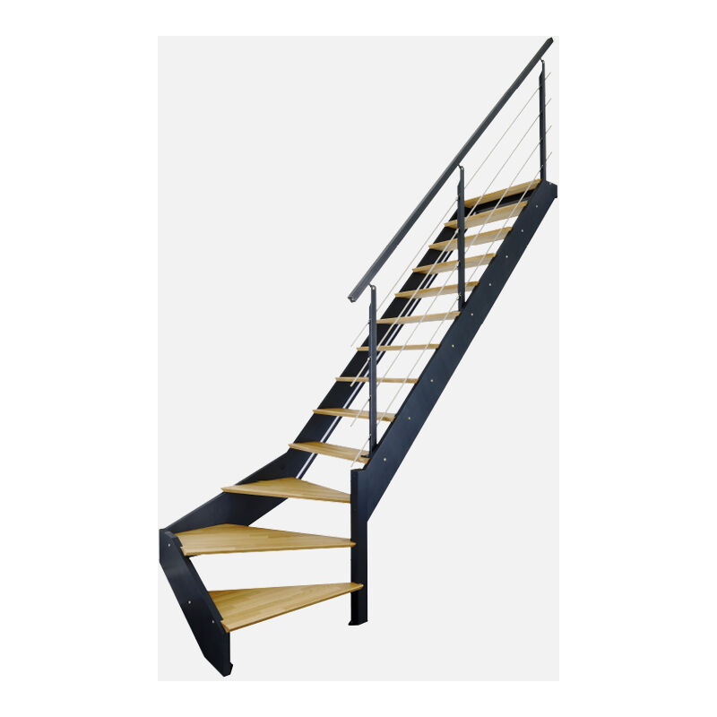 Spark - Escalier gris anthracite 1/4 tournant droite