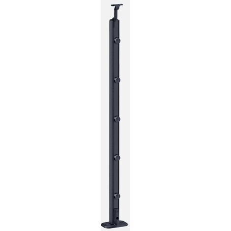Kordo – Poteau de garde corps en aluminium 972mm – Support main courante inclinable – Installation à plat ou latérale – Made in France
