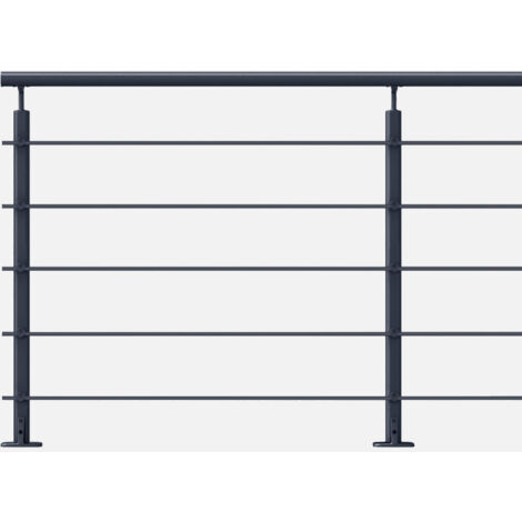 Kordo – Kit garde-corps prêt-à-poser 2m en aluminium à plat – Gris anthracite – Sécurise mezzanines et terrasses – Installation facile
