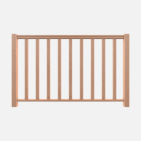 Kordo – Kit de remplissage garde-corps en hêtre brut 1,5m – Balustres verticaux esthétiques – Installation intérieure pour hauteur de chute < 1m