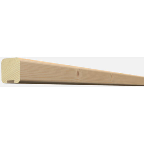 Kordo – Main courante murale en sapin brut – Dimensions 65x65x2140mm – Pose intérieure – Supports de fixation inclus