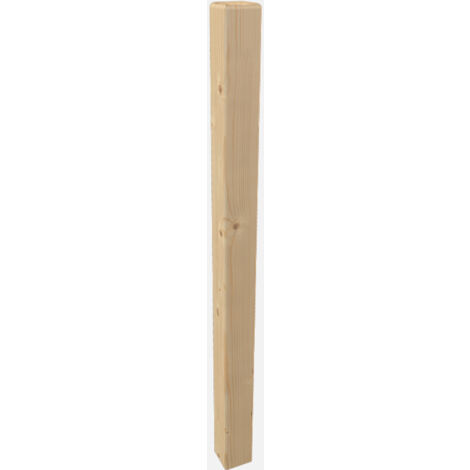 Kordo – Poteau de garde corps en sapin brut 1020mm – Type de pose à plat – Fixation horizontale – Certifié PEFC pour gestion durable