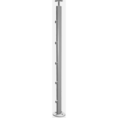 Poteau de garde-corps aluminium gris pose à plat, Prestio KORDO