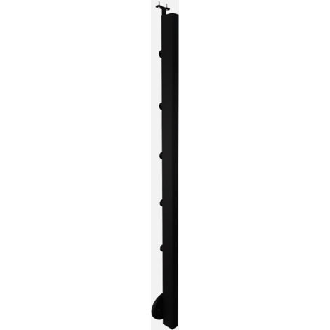 Kordo – Poteau de garde corps en aluminium noir RAL 9005 – Fixation latérale – Dimensions 77.5 x 110 x 1109.2 mm – Entraxe max 1000 mm