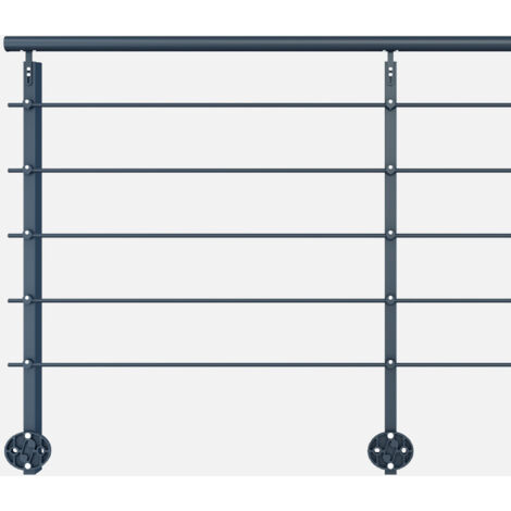 Kordo – Kit garde-corps latéral 2m en aluminium 7016 – Fixation sur surfaces planes – Poteaux rectangulaires pour sécurité renforcée