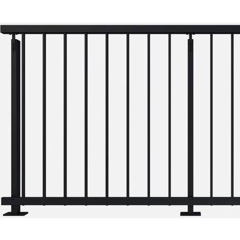 Kordo – Garde-corps en aluminium noir 200 cm – Installation horizontale – Conformité normes NF P 01-012 et NF P 01-013 – Résistance intempéries