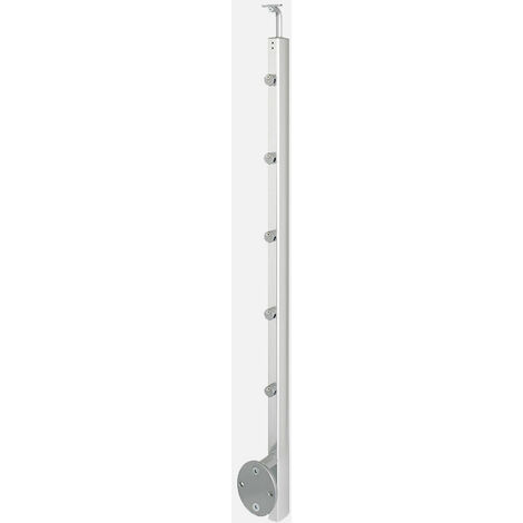 Burger – Poteau de garde corps aluminium 966mm – Support de main courante réglable +30mm – Fixation latérale ou à plat – Installation rapide (1/2)