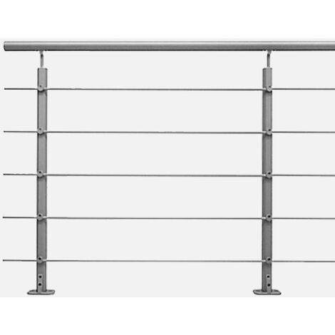 Kordo – Kit garde-corps prêt-à-poser 2m en aluminium à plat – Couleur gris Karako – Poteaux avec platines intégrées – Sécurise mezzanines et balcons
