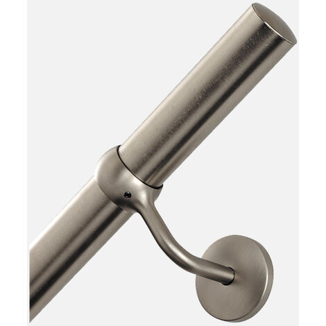 Burger – Kit main courante en métal 2m – Acier nickel brossé – Installation murale – Supports de fixation inclus pour usage intérieur
