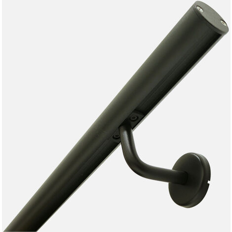 Kordo – Kit main courante aluminium noir 2m – Supports de fixation murale – Recoupable et ajustable pour installation sur mesure
