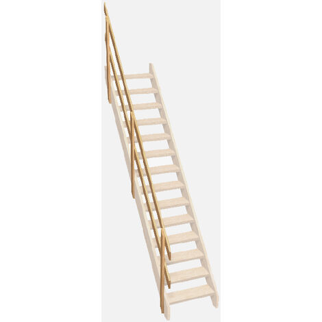 Kordo – Rambarde intérieure 2 lisses en sapin épicéa non verni – Dimensions 27 x 1014 x 3340 mm – Garantie 2 ans